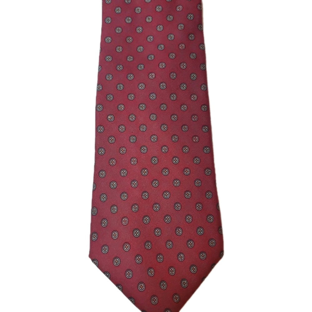 Vintage Red with Blue Dots Calvin Klein 100% Silk Neck Tie